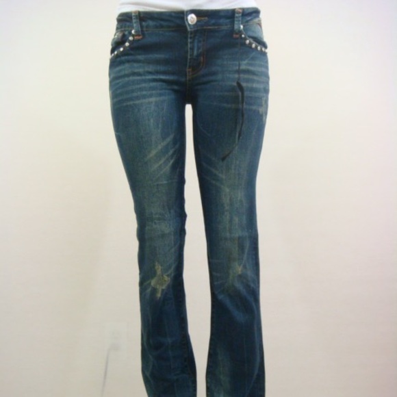VO Virgin Only Jeans Women Dark Wash Rhinestone - Picture 1 of 15
